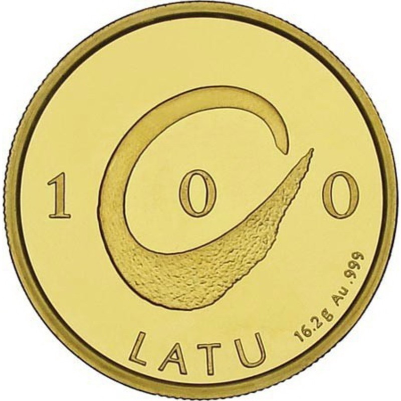 Золотая монета Латвии «100 лат» 1998 г.в., 16.2 г чистого золота (проба 0.999)