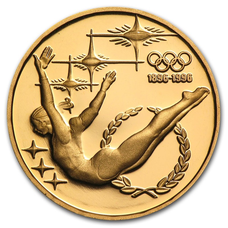 Золотая монета Австралии «100-летие Олимпийских игр» 1993 г.в., 15.42 г чистого золота (проба 0,917)
