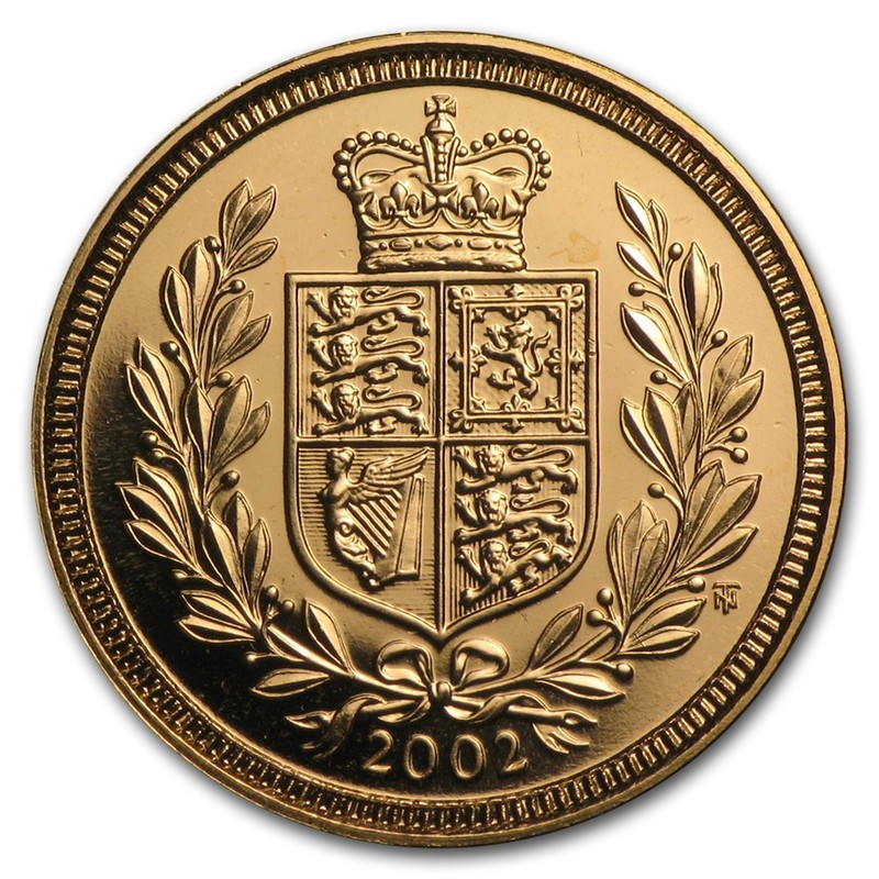 Золотая монета Великобритании «Полсоверена» 2002 г.в., 3.66 г чистого золота (проба 0.917)