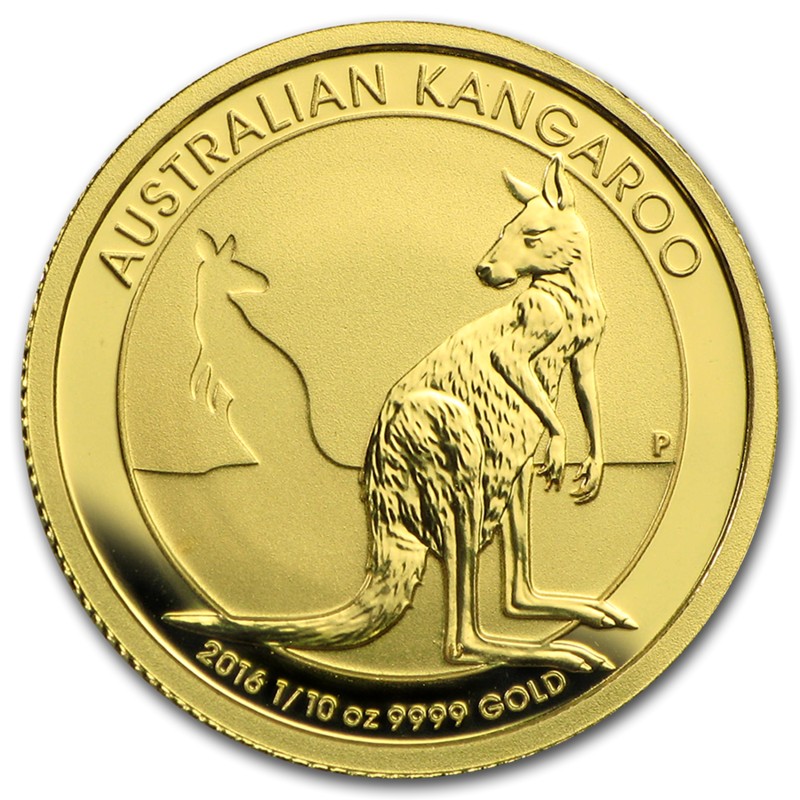 Золотая инвестиционная монета Австралии - Кенгуру 2016 г.в., 1/10 тройской унции (3,11 г) чистого золота (проба 0,9999)